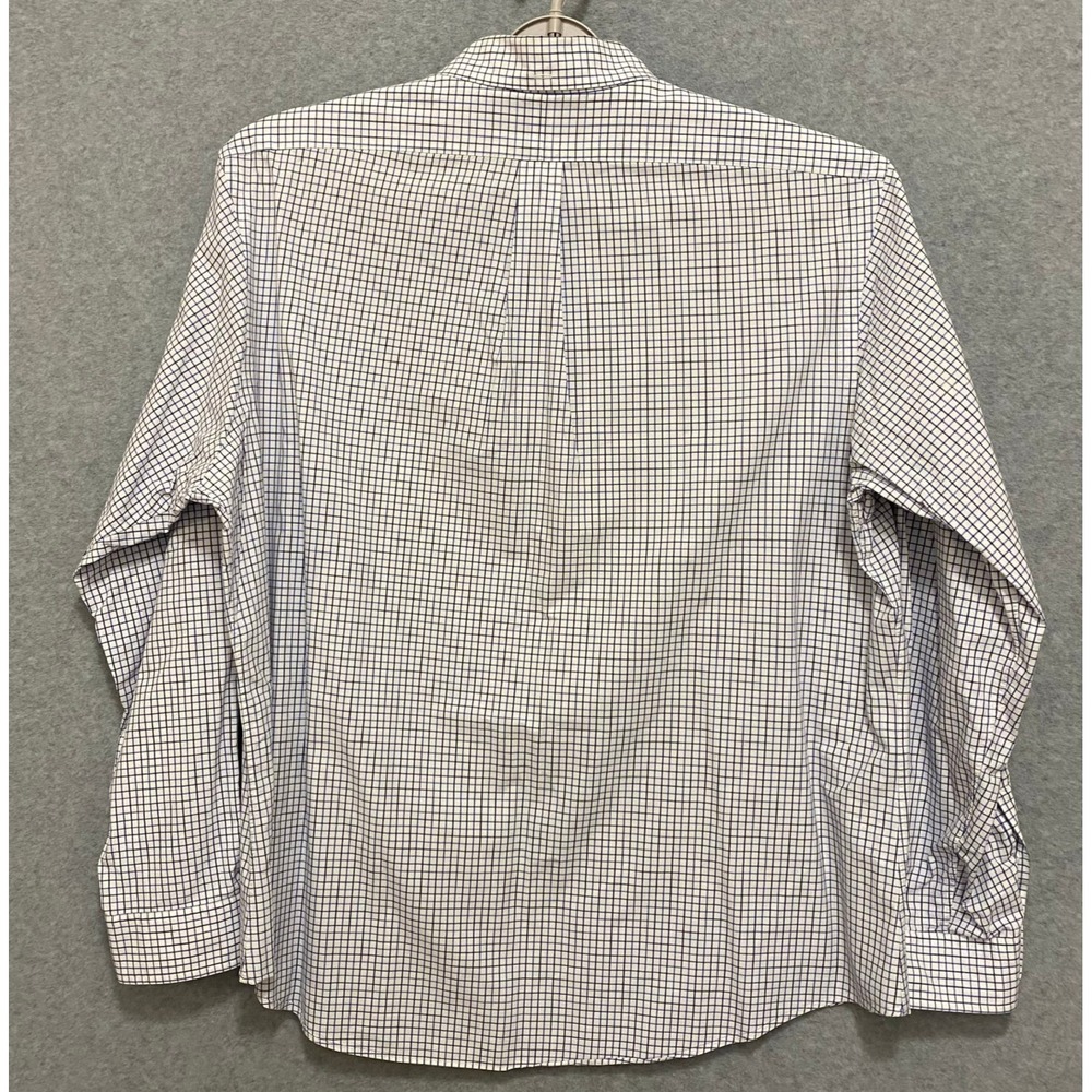 Ralph Lauren Men's XXL White Blue Check Long Sleeve 100% Cotton Button Up Shirt - Picture 2 of 7